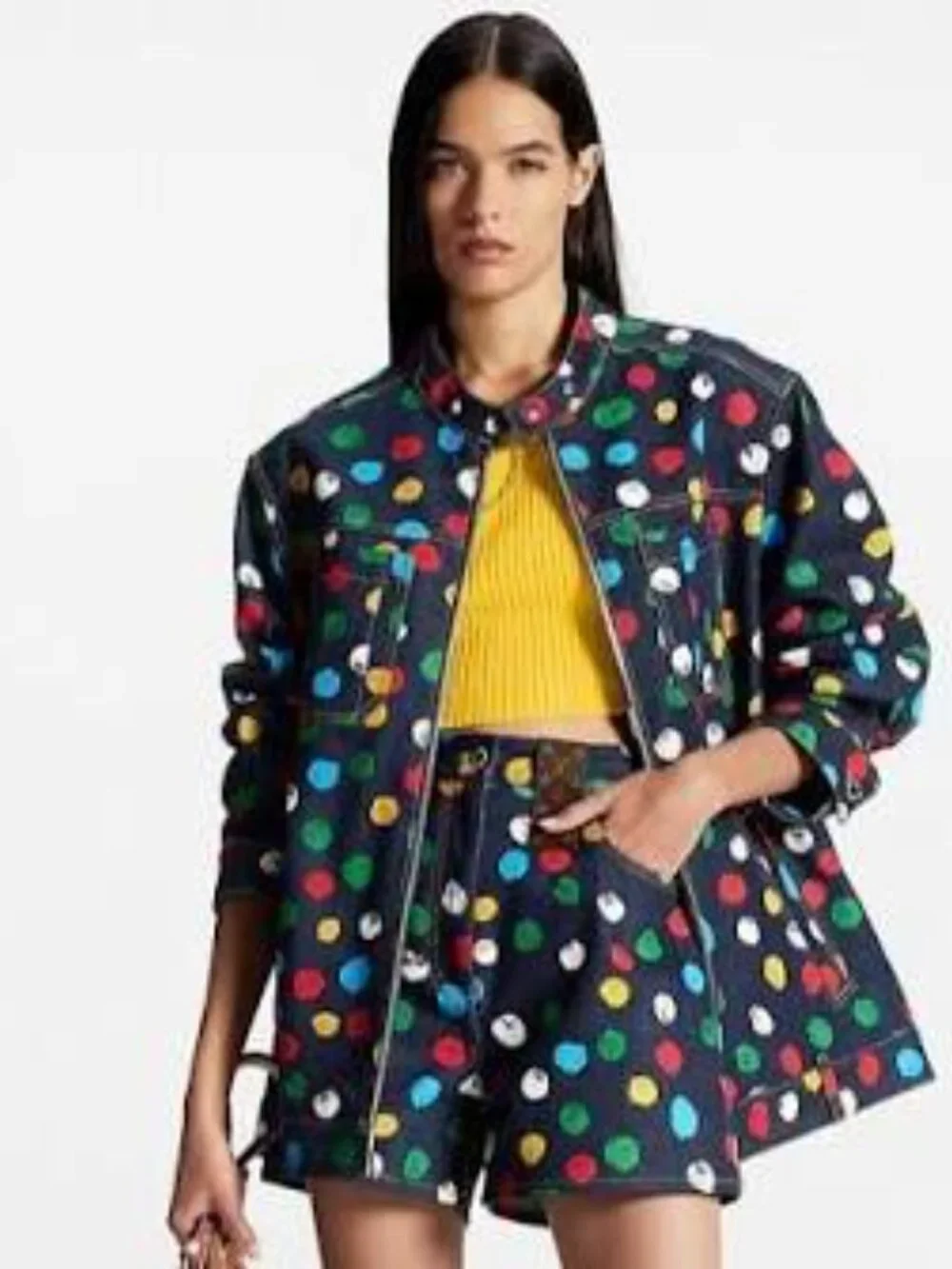 LV x Yayoi Kusama Multicolor Polka Dot Denim Shorts